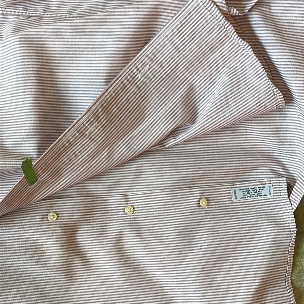 Burberry Brown Casual Button Down Shirt with Stripes 15-34 USA vintage 80 - Picture 8 of 12